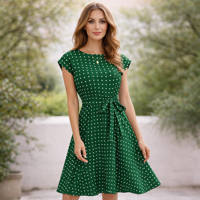 Polka Dot Dress | Beautiful Tied Waist | Women's Dress