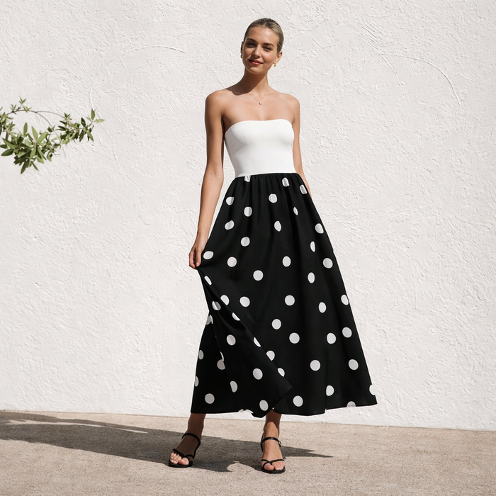 Strapless Dress | Women's A-line, Polka Dot | Elegant Summer Style
