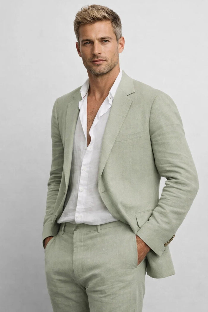 Men's two-piece suit | Regular fit, round collar | Business and formal wear