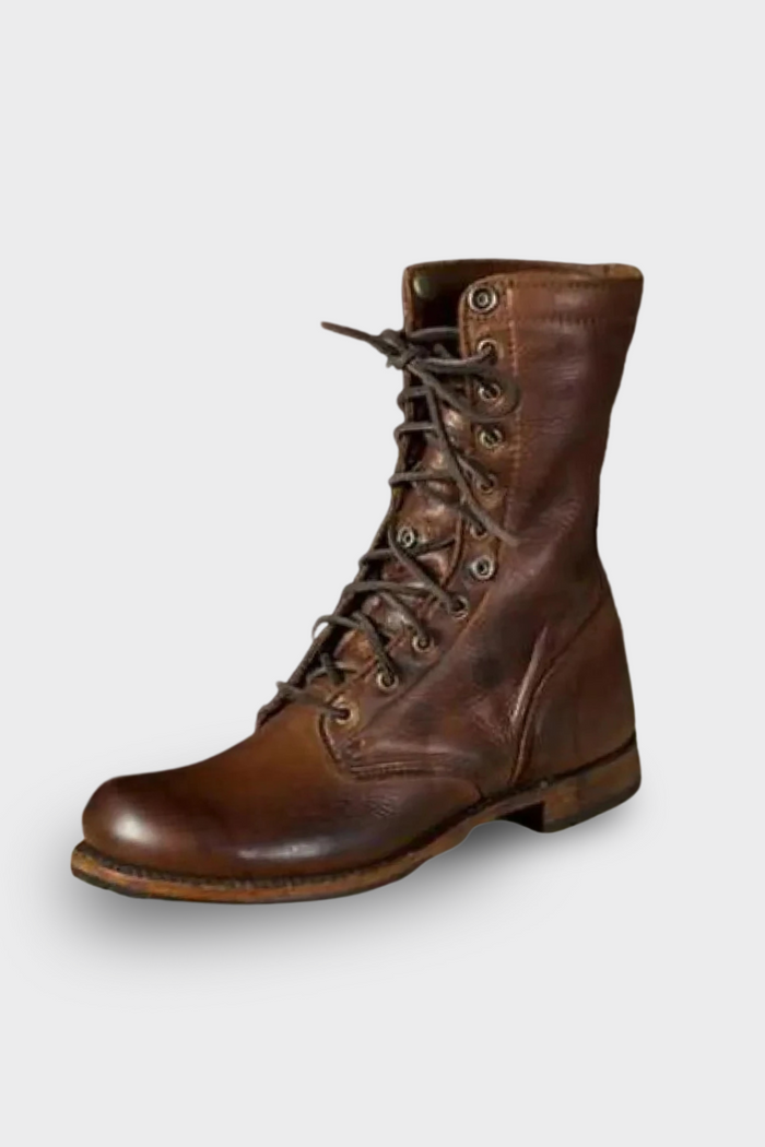 Comfortable leather ankle boots for women | Lace-up, dark brown | For everyday use