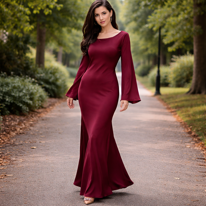 Silky maxi dress with elegant fit and flowing fabric