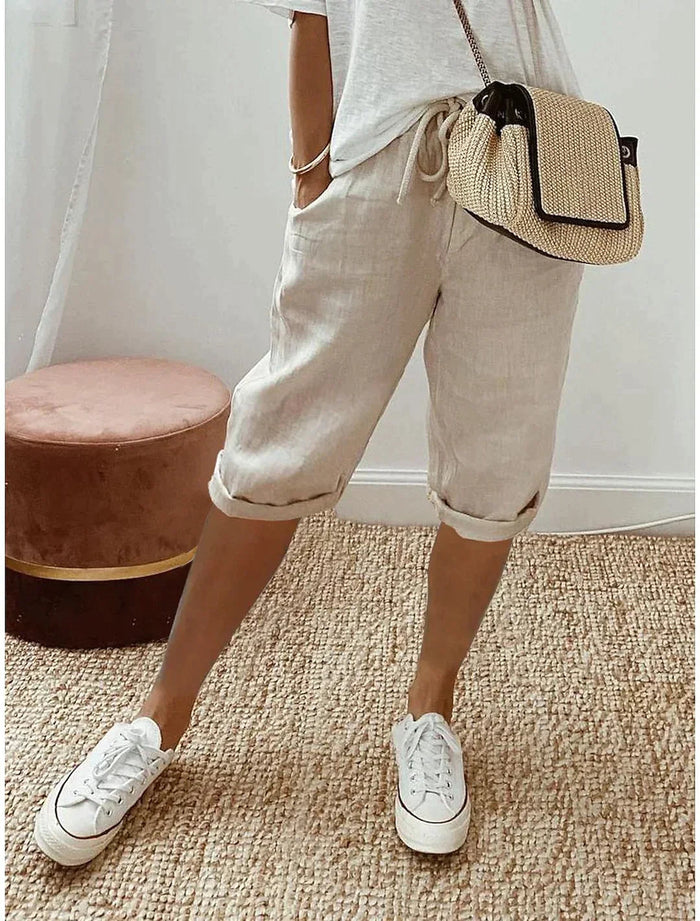 Pants - Women | Capri Pants, Stretch Waist | Casual, With Pockets