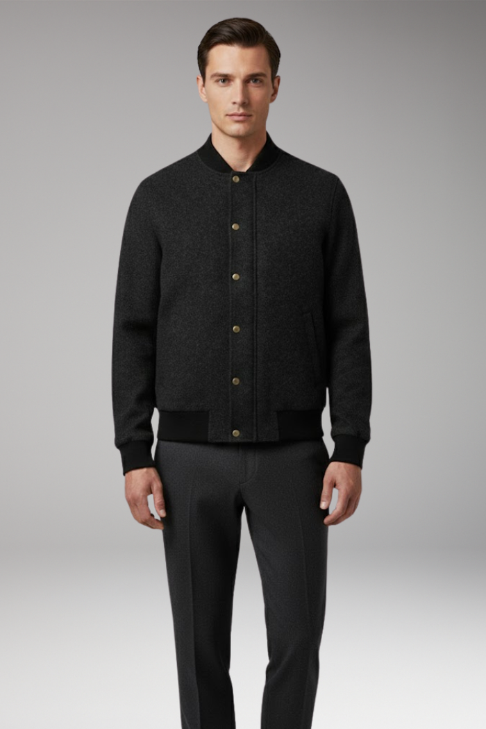 Odette | Men's Bomber Jacket | Wool Blend, Button, Casual