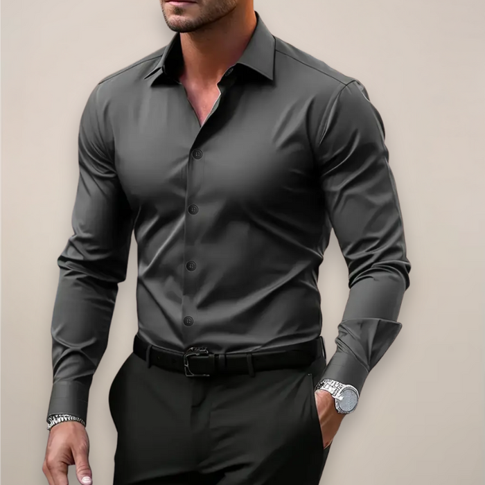 Men's Dress Shirt | Slim Fit, Long Sleeve | Buttoned, Stretchy