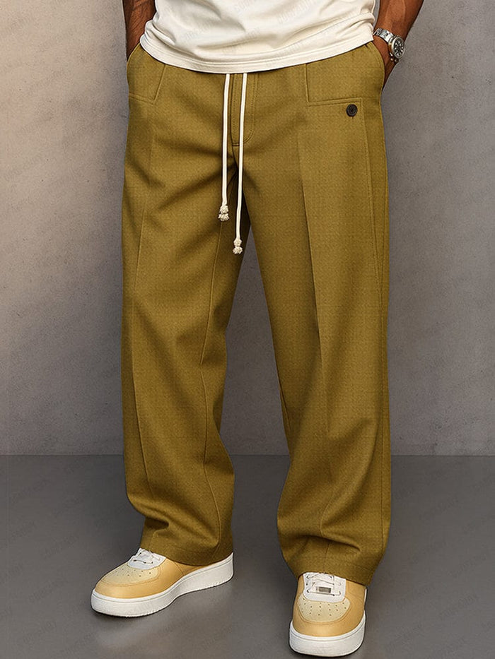 Men's Casual Pants | Elastic Waist, Drawstring | Wide Leg