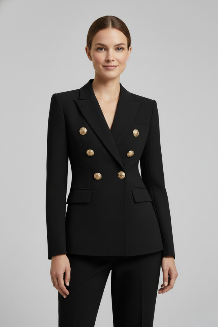 Women's Blazer | Double-breasted, Gold Buttons | Elegant Jacket Coat