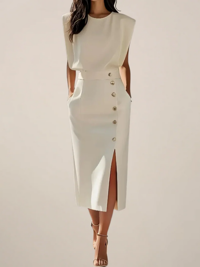 Lisandra Button Midi Dress