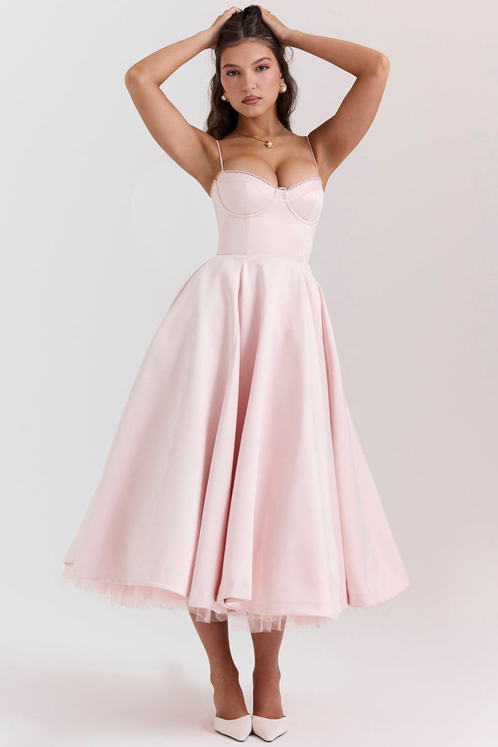 Midi Cocktail Dress Pink - Elegant for Women