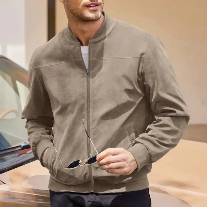 Men's Bomber Jacket | With Ribbed Collar and Side Pockets