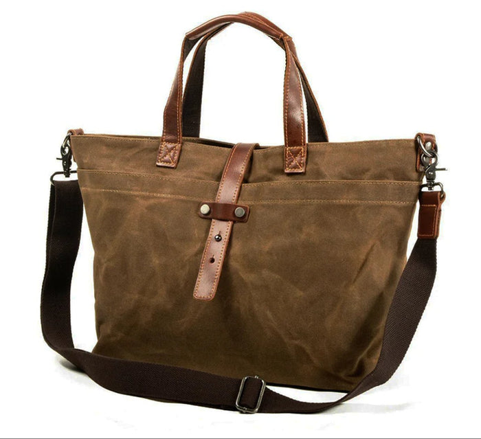 Canvas bag | Waxed canvas leather trim | Weather-resistant