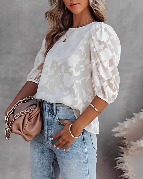 Chiffon Blouse | Women's, Puff Sleeves | Light, Elegant Blouse
