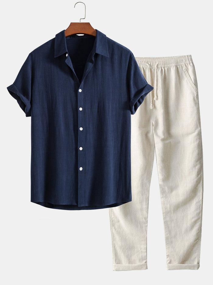 Men's summer outfit – Loose fit, 2-piece shirt and pants set
