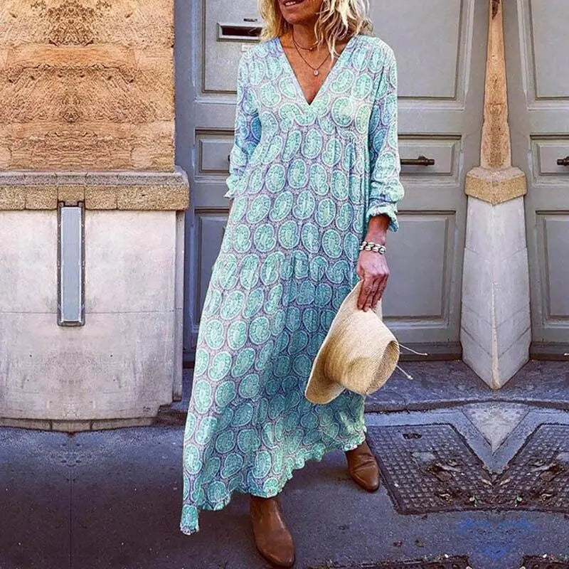 Women's dress with V-neck summer lightweight viscose