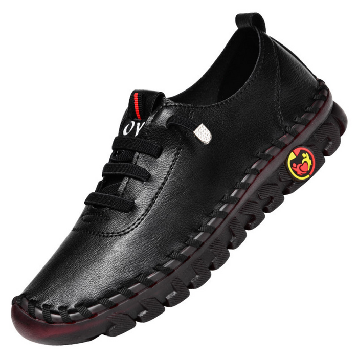 Women's leather loafers, hand-stitched