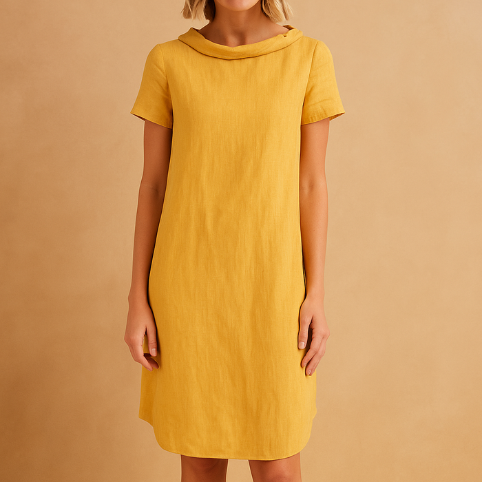 Linen Dress Women's Knee-Length with Pockets Casual
