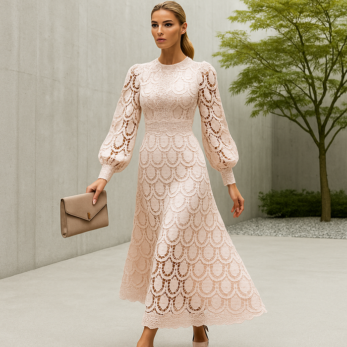 Evening gown women's long sleeves lace maxi