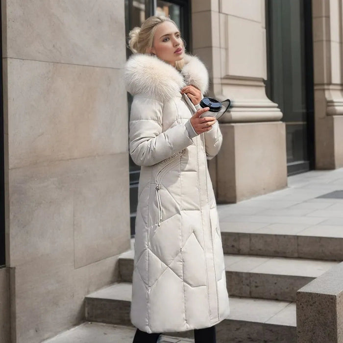 Women's Long Down Jacket | Stand Collar | Winter