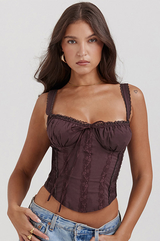 Women's corset top | Waist-enhancing, lace details | Adjustable straps