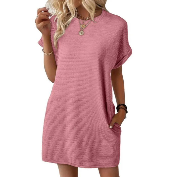 Women's Summer Dress A-line Round Neck with Pockets
