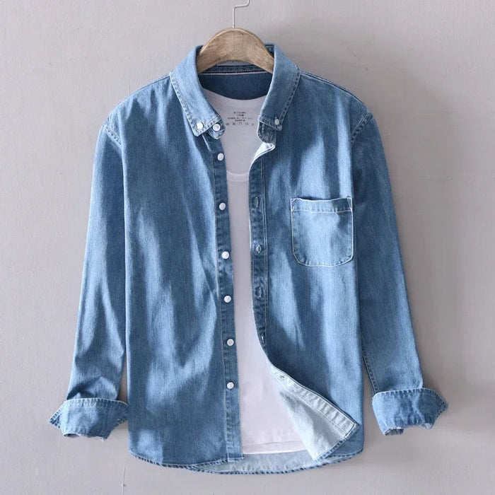 Men's denim shirt | Long-sleeved, button-up | Casual denim dress shirt