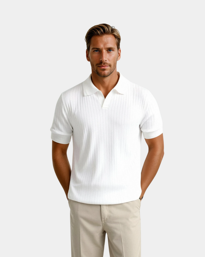 Men's Turtleneck Shirt | White, Short Sleeve | Minimalist