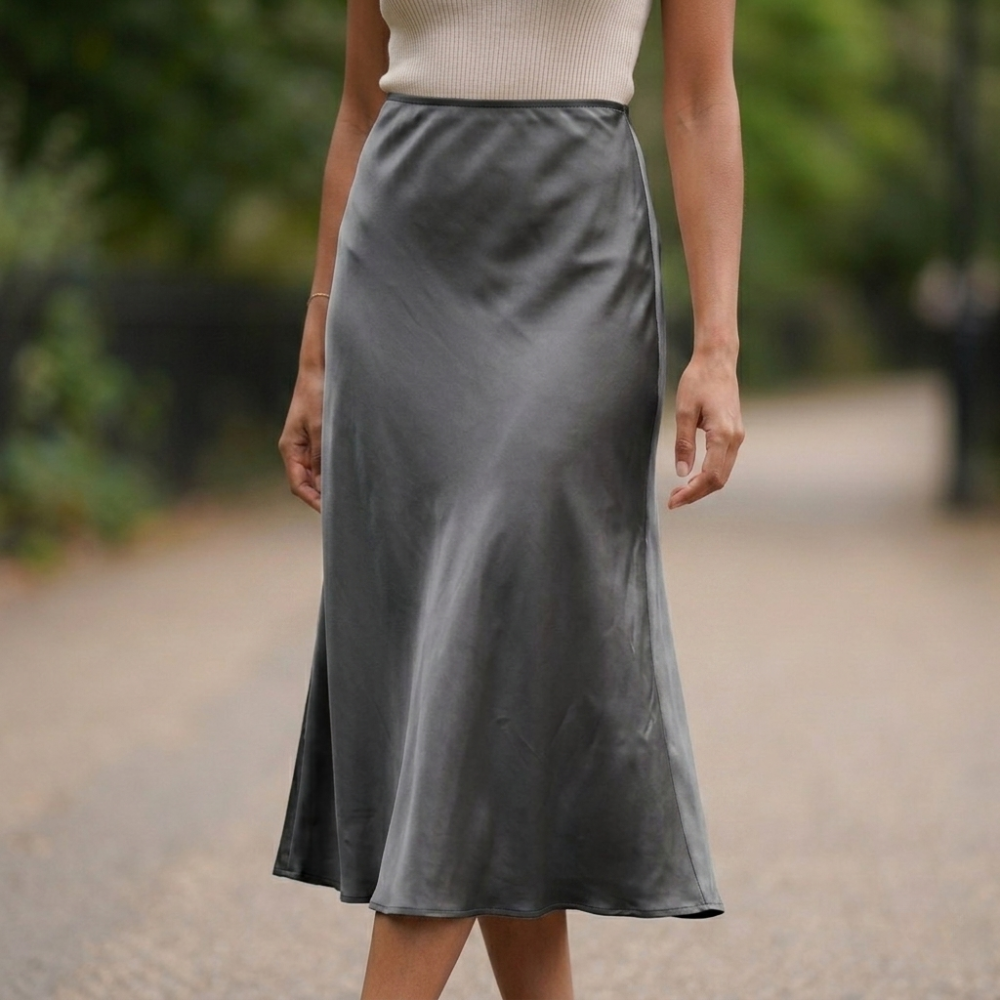A-Line Satin Midi Skirt | Beautiful Fit | Luxury
