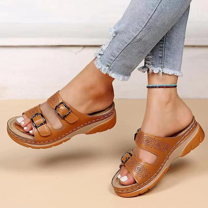 Women's Orthopedic Leather Sandals | Adjustable Buckles