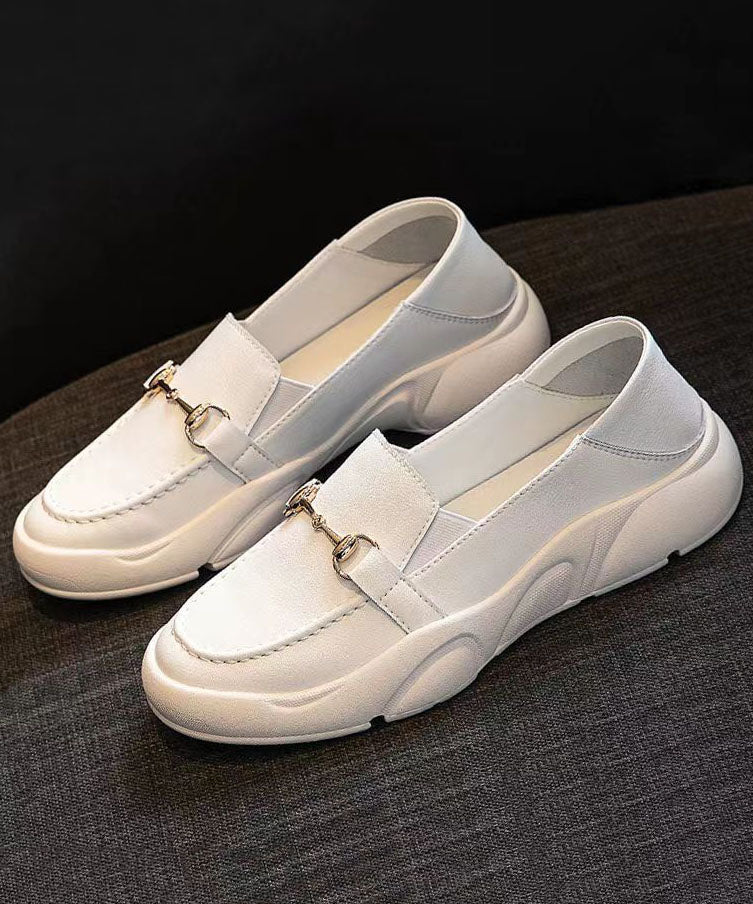 Women's Loafers | White Synthetic Leather, Lightweight and Comfortable