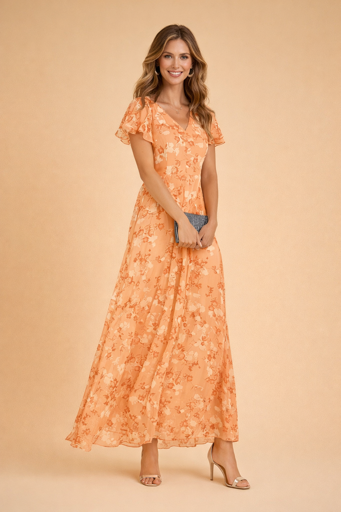 Women's midi dress | Floral pattern, pretty | Evening dress