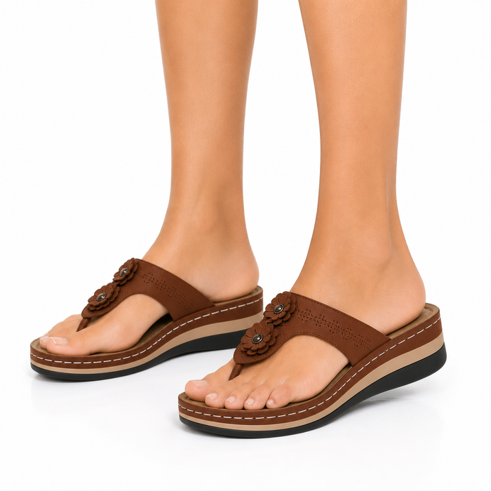 Women's orthopedic slippers | Comfortable, supportive | Flower-decorated toe slippers