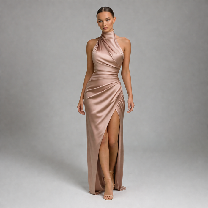 Women's evening gown | Long neckline, urban style