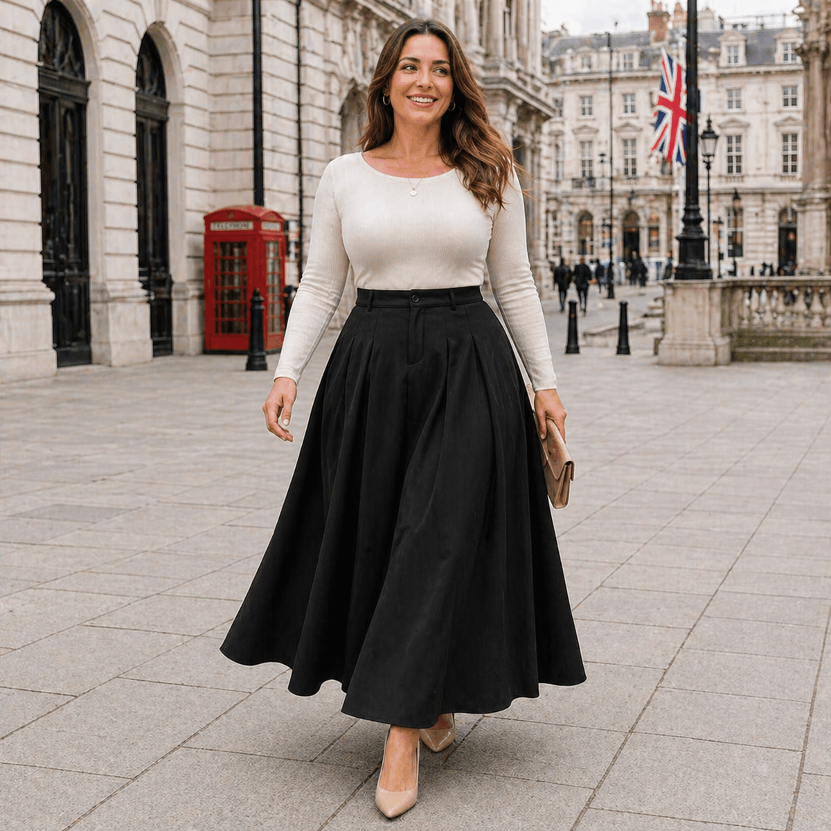 A-Line Maxi Skirt | High Waist | Pleated Design