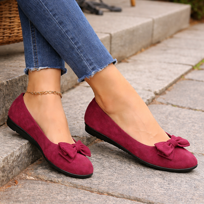 Women's ballet slippers | Bow details, elegant style | Slip-on shoes