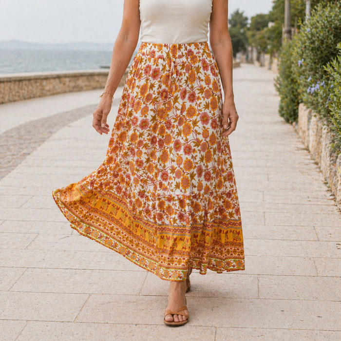 Maxi Skirt | Floral Pattern, Lightweight | Summer Clothes