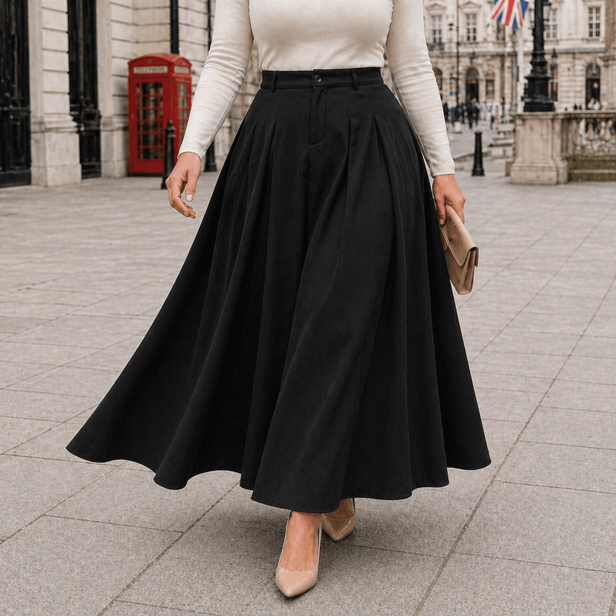 A-Line Maxi Skirt | High Waist | Pleated Design