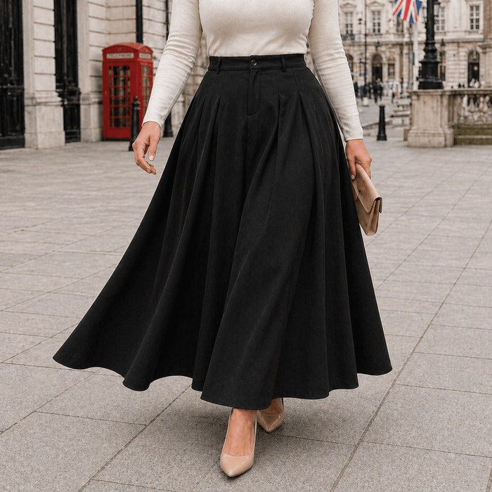 A-Line Maxi Skirt | High Waist | Pleated Design