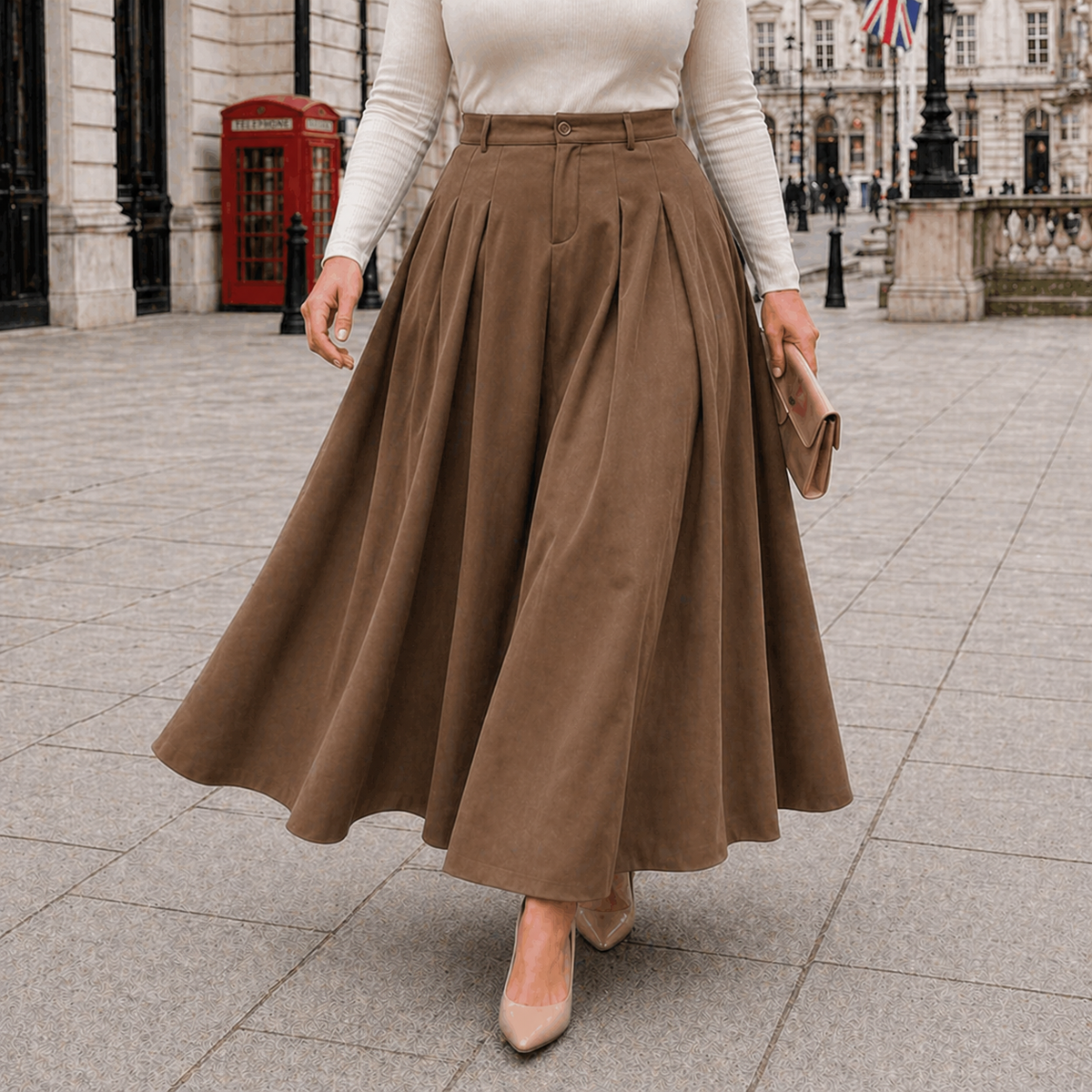 A-Line Maxi Skirt | High Waist | Pleated Design