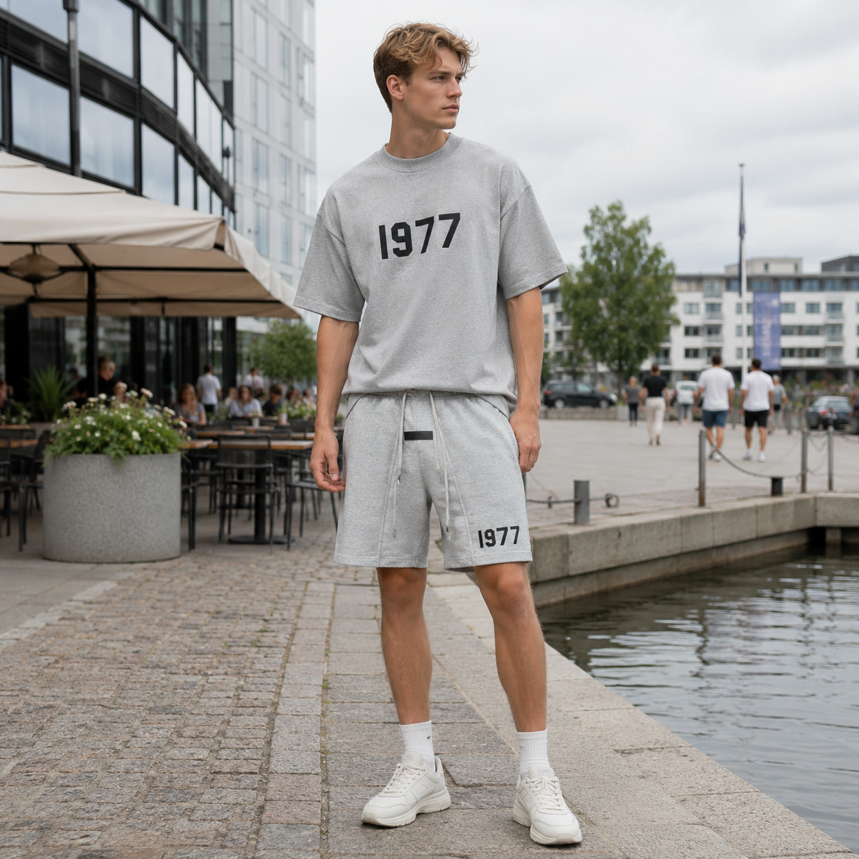 Men's Summer Set | Gray Cotton, Oversized Fit