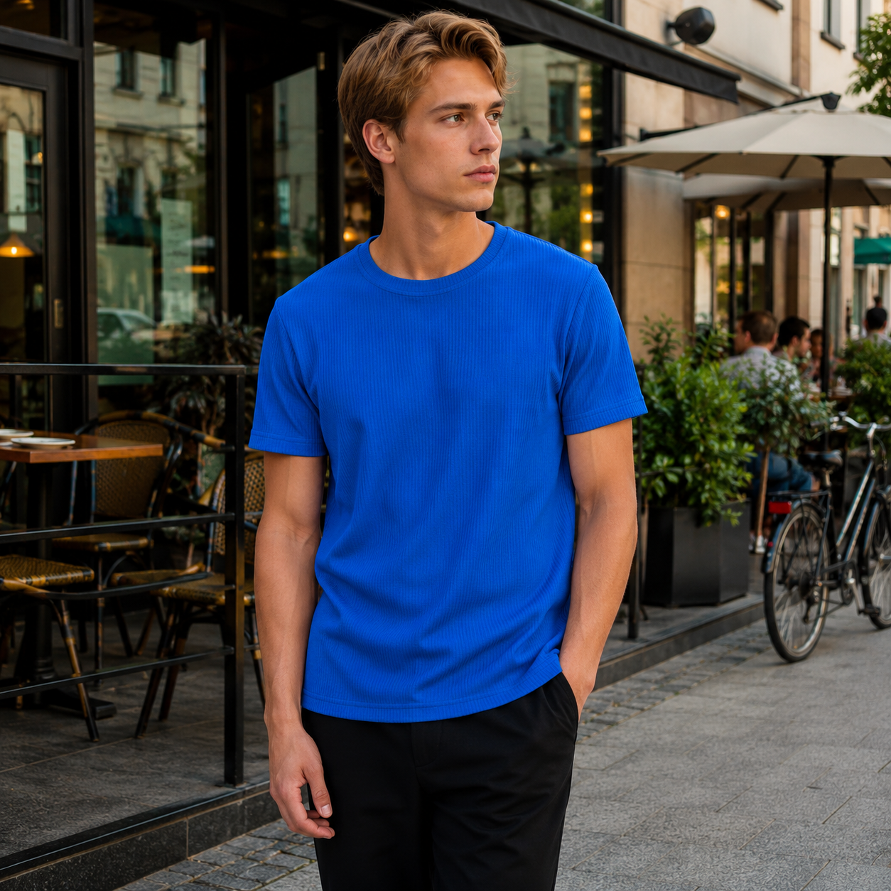 Waffle-Texture Tee | Men's Crew Neck | Textured Knit
