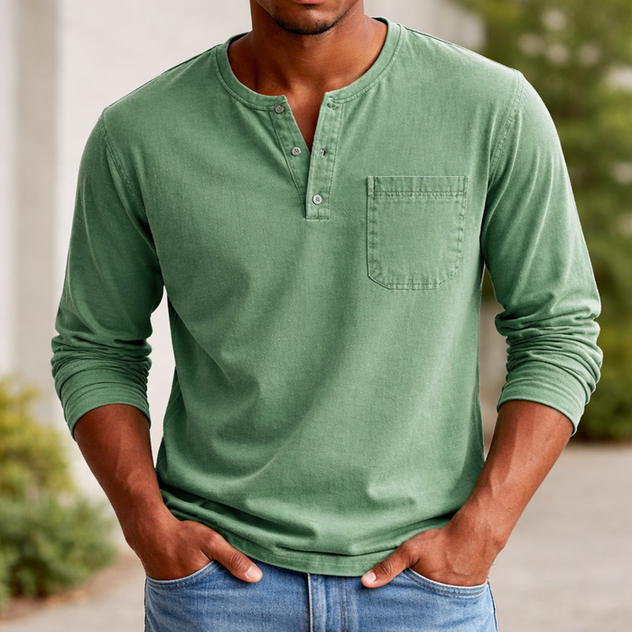 Men's Henley Shirt | Long-Sleeve Cotton | Casual Style