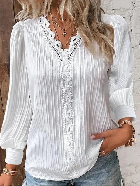 Women's lace blouse | V-neck | Elegant summer style