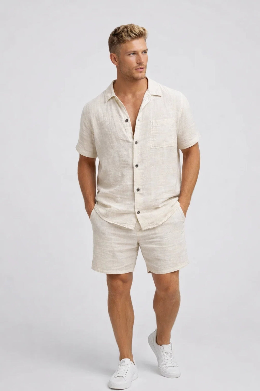 Men's Relaxation Set | Short-Sleeve Button-Up | Summer Casual