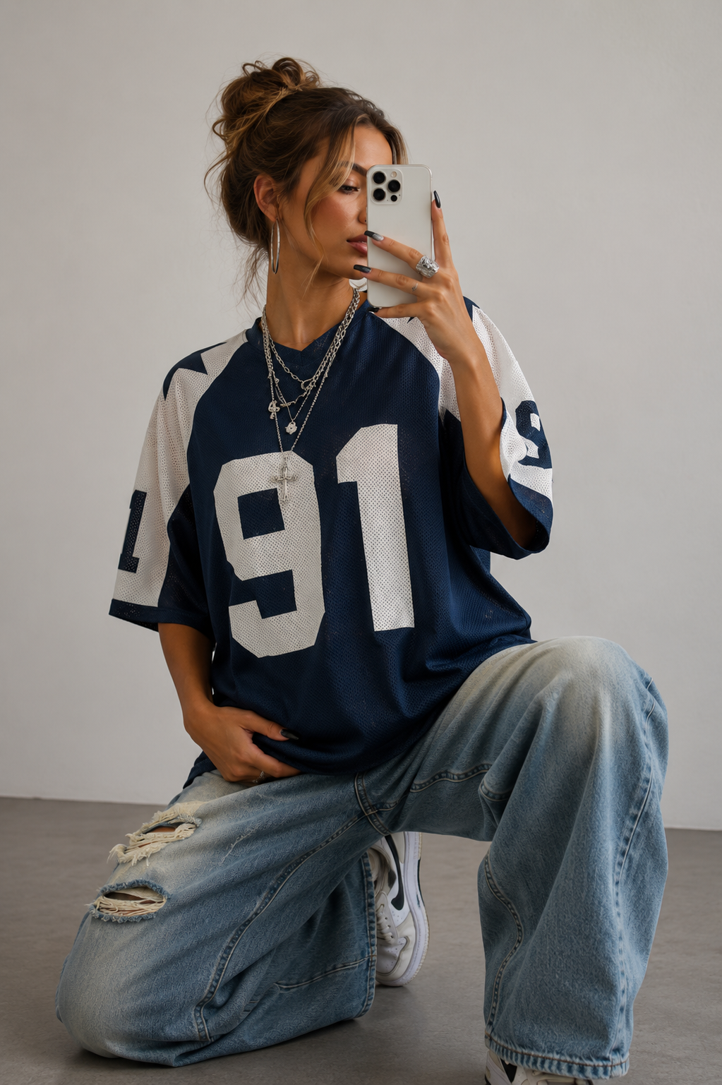 Sports shirt with oversized cut | Digital print | Y2K streetwear