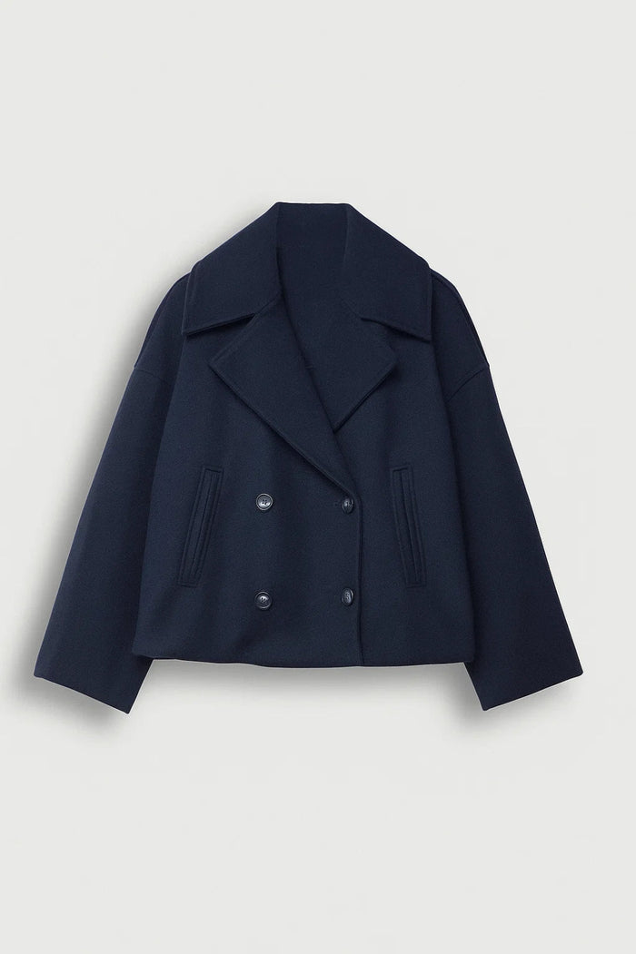 Wool Coat | Women's Short Style, Double-Breasted | Elegant Style