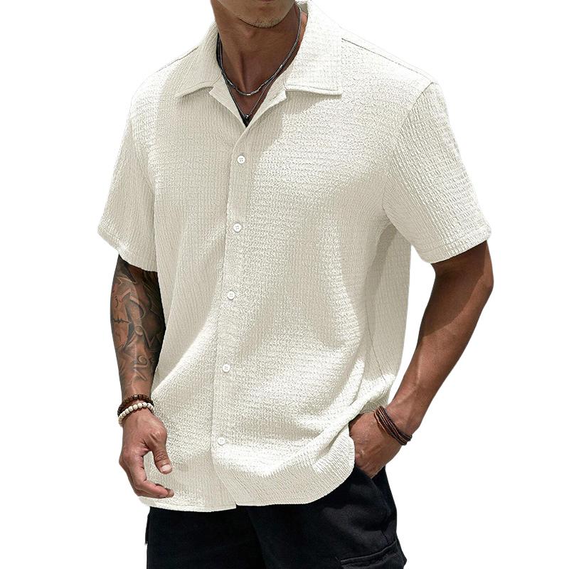 Men's dress shirt | Short-sleeved, lightweight | Button-up shirt, textured fabric