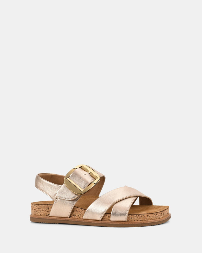 Women's Night Summer Sandals | Gold Color, Cross Straps | Trendy