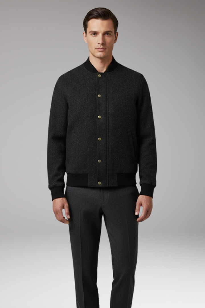Odette | Men's Bomber Jacket | Wool Blend, Button, Casual