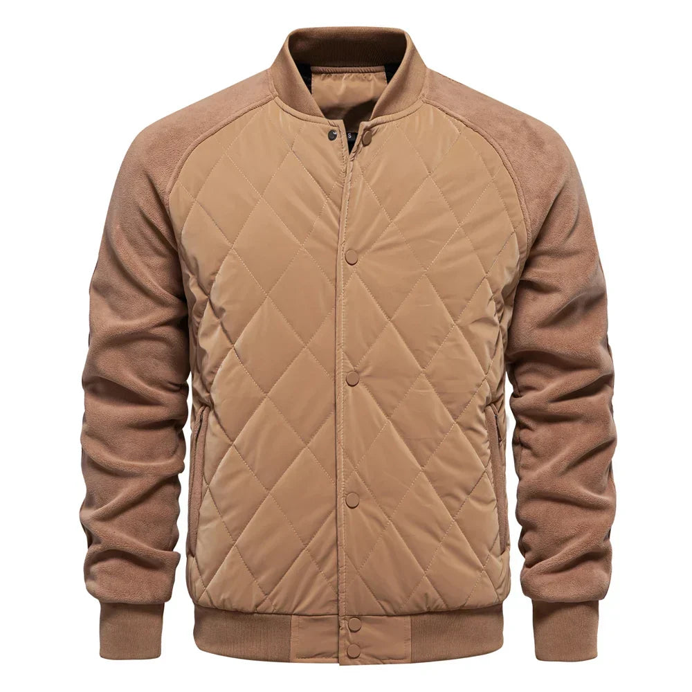 Men's Bomber Jacket | Quilted Varsity Snap Closure