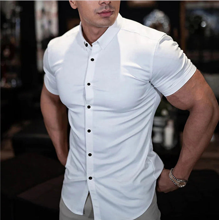 Men's Dress Shirt | Short Sleeve, Slim Fit | Casual and Office Style