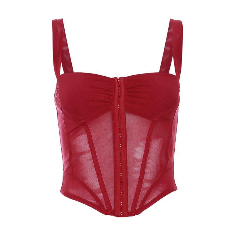 Women's Corset Top | Transparent Mesh, Strappy